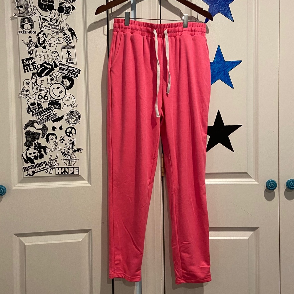Neon pink sweatpants
